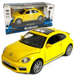 Машинка металева Volkswagen Beetle GSR «Автоексперт» Фольксваген жук, жовтий, звук, світло, відкр. двері, багажник, капот, 14*6*5 см (90544/12012)