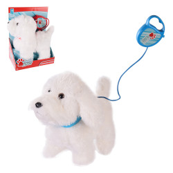 М'яка інтерактивна іграшка «Кращий друг» Країна Іграшок,  біла, собачка з повідком, лає, ходить, виляя хвостом, в кор. ,від 3 р., 22см, (PL8202)