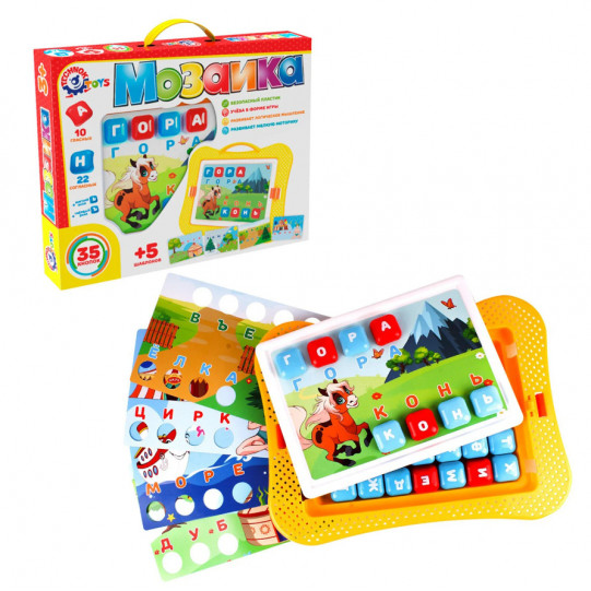 Развивающая игрушка "Технок" Мозаика 5 платформ с рисунками, 34 буквы (8218)