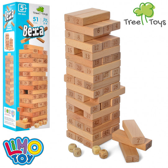 Настольная игра башня Vega (Вега) по номерам. Версия игры Дженга (Jenga) MD2654