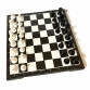 Настольная игра 2в1 Шахматы Шашки пластик, доска металл 28*28 см. (9079)