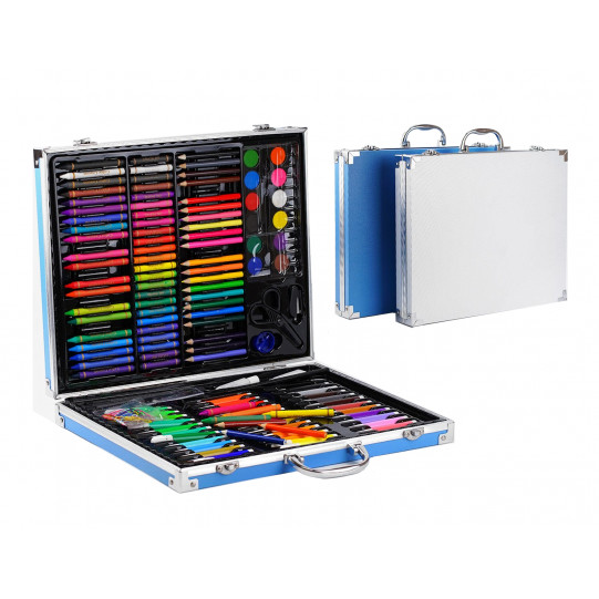 Набор для творчества в чемодане 130 элементов, краски, карандаши, кисти, фломастеры, 36*6*30см (С49386)