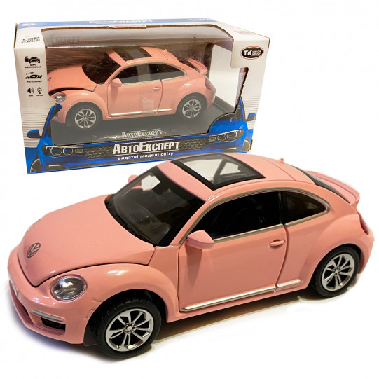 Машинка металева Volkswagen Beetle GSR «Автоексперт» Фольксваген жук, рожева, звук, світло, відкр. двері, багажник, капот, 15*6*5 см (90544/12012)