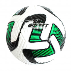 Мяч футбольный, белый с зеленым "TK Sport", материал TPE, вес 400-420 грамм, размер №5 (C55017)