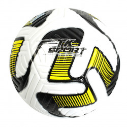 М`яч футбольний, білий з жовтим "TK Sport", матеріал TPE, вага 400-420 грамм, розмір №5 (C55017)