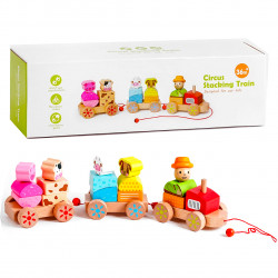 Дерев’яна іграшка  Цирковий потяг “Circus Stacking Train” каталка, пазл, у коробці (C52573)