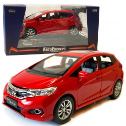 Машинка металлическая детская Honda Fit, красная, металлическая, 1:32, звук, свет, инерция, открываются двери, багажник, капот, 15*5*6см (GT - 04600)