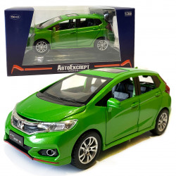 Машинка металлическая детская Honda Fit, зеленая, металлическая, 1:32, звук, свет, инерция, открываются двери, багажник, капот, 15*5*6см (GT - 04600)