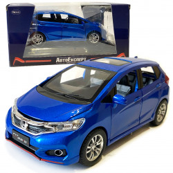 Машинка металлическая детская Honda Fit, синяя, металлическая, 1:32, звук, свет, инерция, открываются двери, багажник, капот, 15*5*6см (GT - 04600)