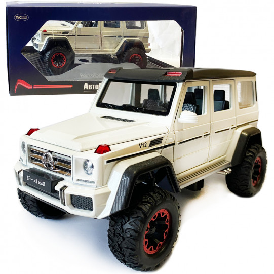 Машинка металева дитяча Mercedes G500 мерседес, біла, Автоексперт, 1:24, світло, інерція, відкриваються двері, багажник, капот, 20*10*11см (GT - 09002)