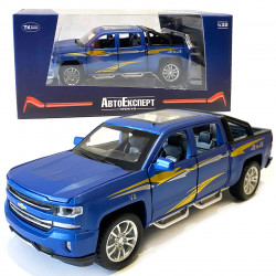 Машинка металева дитяча Chevrolet V8 Шевроле, синій, Автоексперт, 1:32, світло, інерція, відкриваються двері, багажник, капот, 17,5*5*6см (TК - 32293)