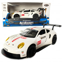 Іграшкова машинка металева Porsche 911 «АвтоЕксперт» Порше гоночна ,біла, звук світло 15*4*6 см (70625)