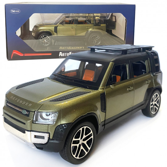 Машинка металлическая Land Rover Defender AutoExpert зеленая, 1:24, Автоэксперт, звук,свет,инерция, откр двери,багажник,капот (GT-1008/0716)