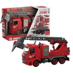 Инерционная машина-конструктор «Пожарная машина с выдвижной стремянкой, брызгает водой» со звуковыми и световыми эффектами (YW 9080 B)