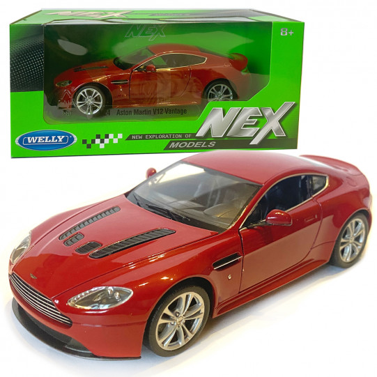 Іграшкова машина металева WELLY 1:24 ASTON MARTIN V12, червона, відкр.двері, капот,18*7.5*5.5 см (24017W)