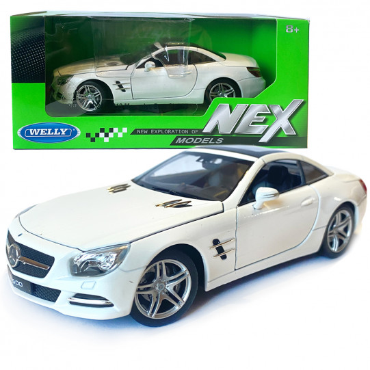 Іграшкова машина металева WELLY 1:24 MERCEDES BENZ SL500 , біла, відкр.двері, капот, 19*7.5*5.5 см (24041H-W)