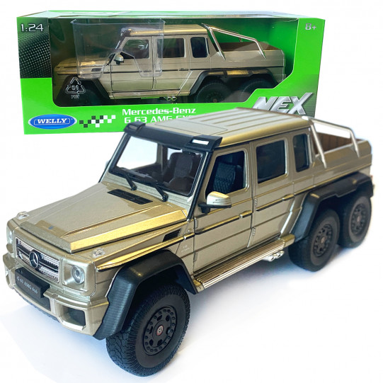 Игрушечная машинка металлическая WELLY 1:24 MERCEDES-BENZ G63 AMG 6X6, бронза, 23.5*8*8.5см (24061W)