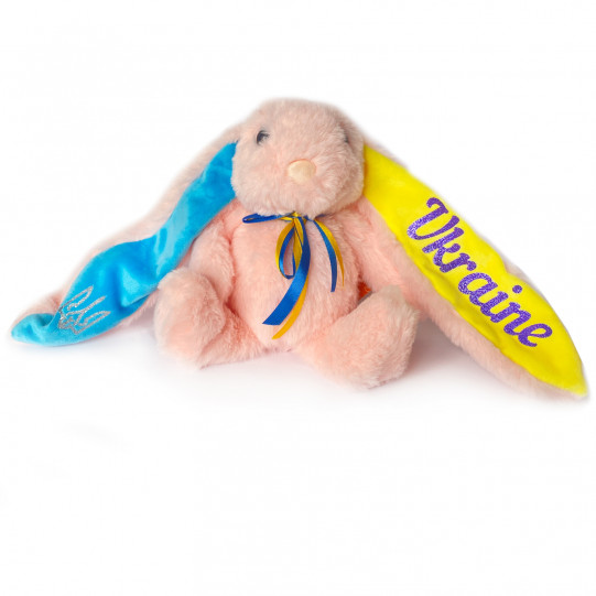 Мягкая игрушка патриотическая Заяц, зайчик, кролик розовый, Копица 30см (00043-400)