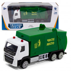 Машинка металл, пластик, детская Volvo Мусоровоз, зеленая, 3*11*5см (250300)