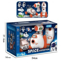 Ігровий набір космічна станція, марсохід, електричний шурупокрут, ракета, 2 фігурки космонавтів, 2 види міні-транспорту, підсвічування (551-1)