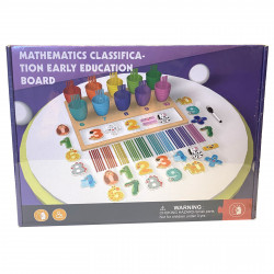 Развивающая математическая игра, деревянные цифры, стаканчики, счетные палочки, цифры, маркер, кор. 32,5*4*6см (С60405)