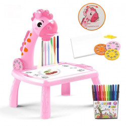 Проектор для рисования со столиком "Жирафик" розовый, мелодия, 24 слайда, 12 фломастеров, 29х23,5х35 см (2200-4)
