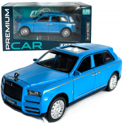 Машинка металлическая Rolls-Royce Cullinan ролс ройс синий звук свет инерция откр люк двери капот багажник 1:32,15*6,5*5,5см (AP-1751)