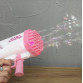 Пістолет з мильними бульбашками Бабл бластер WToys рожевий акум 3,7 V кольорове підсвічування 32 отвори мильний розчин 17,6*8* 16,6см (17799)