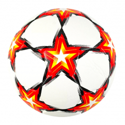 М'яч футбольний білий з червоний  вага 310-330 грамів матеріал TPU гумовий балон розмір №5 (C 64698)