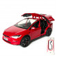 Машинка металлическая Tesla Model X Electrocar Тесла Модель X Электрокар красная 1:24 зарядная станция звук свет откр двери капот багажник резина колеса 18*6*8см (AP-2004)