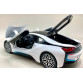 Игрушечная машинка металлическая BMW i8 купе, БМВ, белая, звук, свет, инерция, откр двери, багажник, капот, Автоэксперт, 1:32, 16,5*6,5*4,0 см (11787)