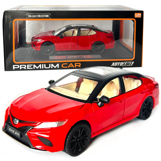 Машинка металлическая Toyota Camry Sport 2018 Тойота Камри 1:24 красная свет звук открываются двери баг капот резиновые колеса 19,5*9*5,5 см (AP-1835)