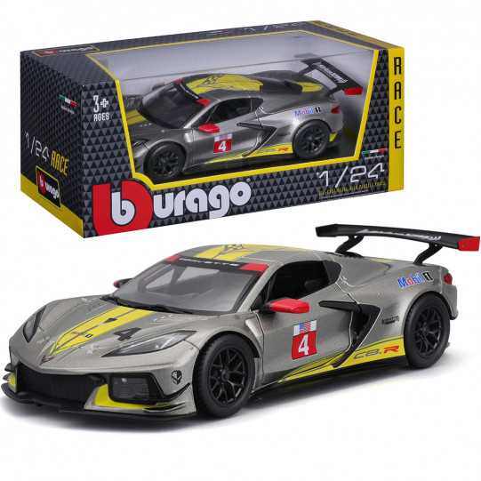 Машинка металева CHEVROLET CORVETTE C8.R Bburago сіра 1:24 шевроле 20*9*6см (18-28024)