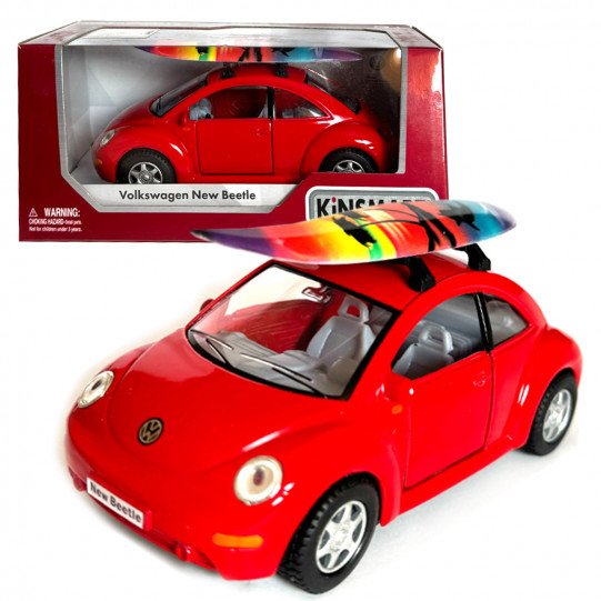 Машинка металлическая Volkswagen new beetle Фольксваген жук красный 1:36 откр двери резиновые колеса 12,5*5*6 см (KT5028WS)