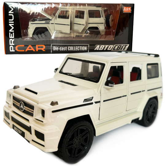 Машинка металева Mercedes-Benz G65 AMG Гелендваген Мерседес білий 1:24 світло, інерція, відкриваються двері, багажник, капот, 21*8*9,5см (AP- 1708)