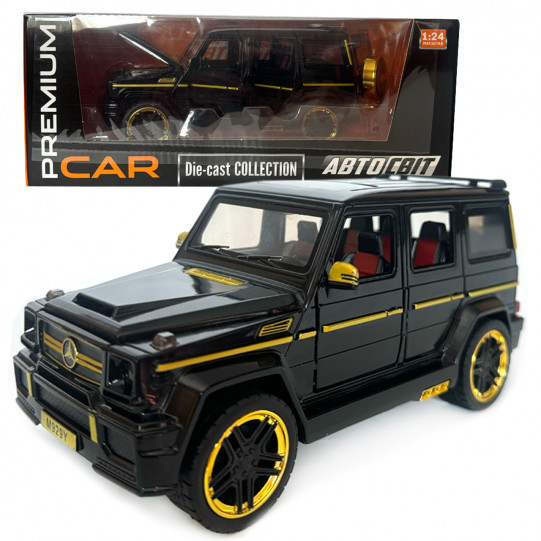 Машинка металева Mercedes-Benz G65 AMG Гелендваген Мерседес чорний 1:24 світло, інерція, відкриваються двері, багажник, капот, 21*8*9,5см (AP- 1708)