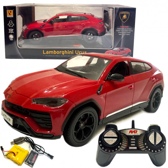 Машинка Джип на радіокеруванні Lamborghini Urus Ламборгіні 1:18 червона акум світло 28*9*11см (866-1801B)