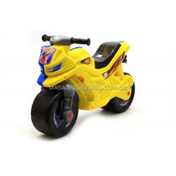 Дитячий Мотоцикл толокар Оріон (жовто-синій). Популярний транспорт для дітей від 2х років
