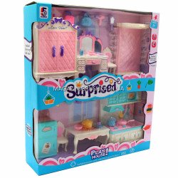 Детская игрушечная мебель Surprised для кукол Барби Спальня и кухня (5S-419)