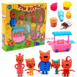 Дитячий ігровий набір фігурок «Три кота. Павільйон з солодощами» - 5 фігурок, візок, товар N73-2
