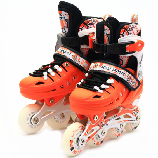 Дитячі ролики Scale Sports помаранчеві (розмір 31-34, метал, що світяться колеса ПУ) LF905S