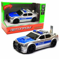 Машинка іграшкова Автопром «Поліція» срібна, 19х8х7 см, пластик (світло, звук) 7916ABC