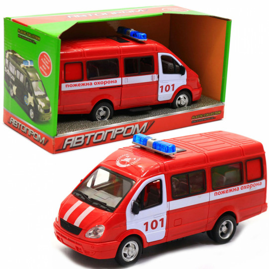 Машинка игрушечная автопром «Пожарная машина» (свет, звук, пластик), 20х7х10 (7661-1)