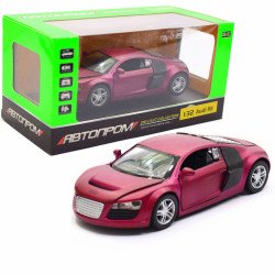 Машинка іграшкова Автопром «Audi R8» метал, 13 см, фіолетовий, світло, звук, двері відчиняються (3201D)