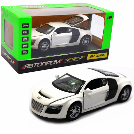 Машинка игровая автопром «Audi R8» металл, 13, белый, свет, звук, двери открываются (321D)