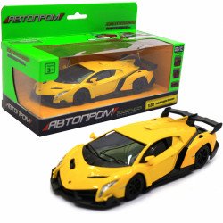 Машинка іграшкова Автопром «Lamborghini Veneno», 15 см, світло, звук, жовтий (7601)