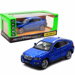 Машинка игровая автопром «BMW X6» джип, 18, синий, свет, звук, двери открываются (6825A)