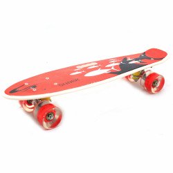 Пенни борд (скейт) с бесшумными светящимися колесами, ручка (красная акула) 70822