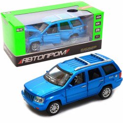Машинка игровая автопром «Jeep» (джип) металл, 14, синий (свет, звук, двери открываются) 7638