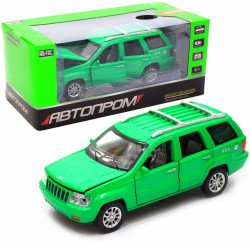 Машинка игровая автопром «Jeep» (джип) металл, 14, Зеленый (свет, звук, двери открываются) 7638